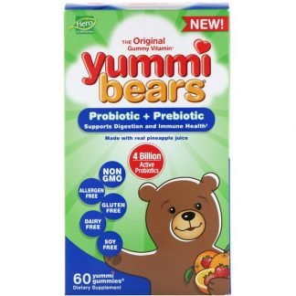 Hero Nutritional Products, ヤミーベア、プロバイオティック＋プレバイオティック、天然ストロベリー＆オレンジフレーバー、60粒
