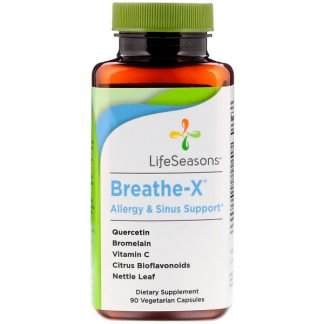 LifeSeasons, ブリーズ（呼吸）-X アレルギーおよび鼻腔サポート、ベジタリアンカプセル90錠
