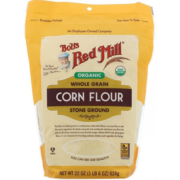 Bob's Red Mill, オーガニックコーンフラワー、全粒、624 g(22 oz)