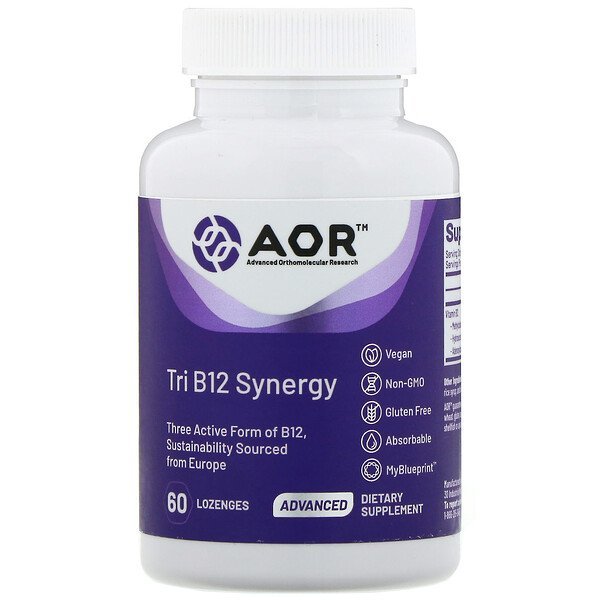 Advanced Orthomolecular Research AOR, TRI-B12シナジー、トローチ60粒
