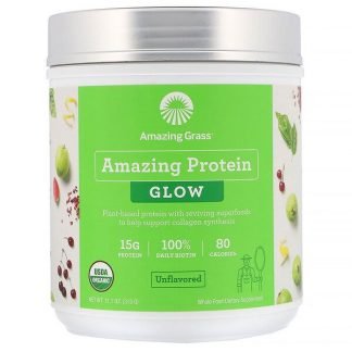 Amazing Grass, オーガニックアメイジングプロテインウィズビオチン、グロー、無香料、315 g（11.1 oz）