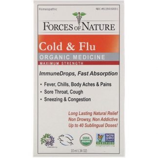 Forces of Nature, 風邪＆インフルエンザ、オーガニック医薬品、免疫ドロップ、成分増量タイプ、10 ml（0.34 oz）