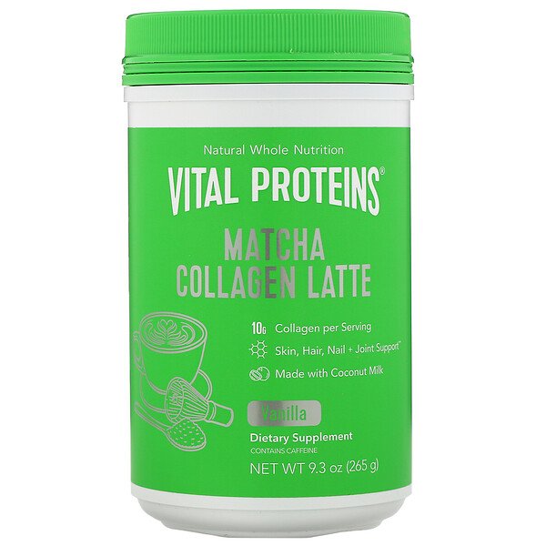 Vital Proteins, 抹茶コラーゲンラテ、バニラ、265 g