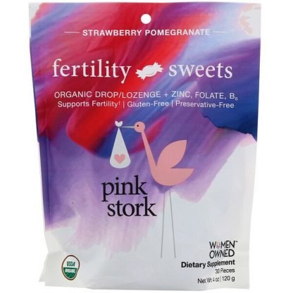 Pink Stork, 妊活スイーツ、オーガニックドロップ／トローチ＋亜鉛、葉酸、B6、ストロベリーザクロ、120g（4oz） (Discontinued Item)