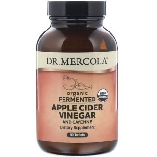 Dr. Mercola, オーガニック発酵アップルサイダービネガー＆カイエン、タブレット90粒