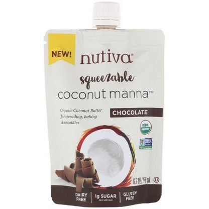 Nutiva, オーガニックスクイーザブル、ココナッツマナ、チョコ、176g