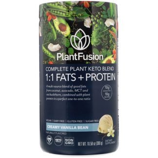 PlantFusion, コンプリート植物ケトブレンド、1：1脂肪分＋タンパク質、クリーミーバニラビーン、300g