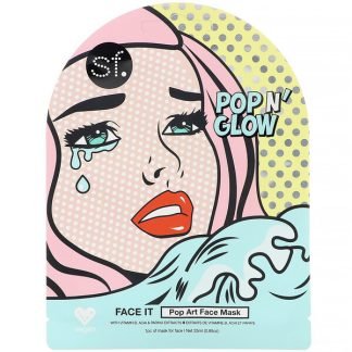 SFGlow, ポップアンドグロウ、フェイスイット、ポップアートフェイスマスク、1枚、25ml（0.85oz）
