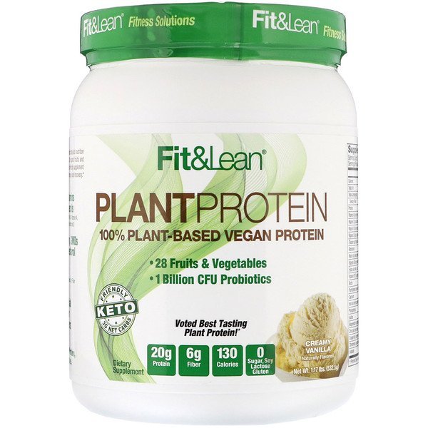 Fit & Lean, 植物性プロテイン、クリーミーバニラ、532.5g