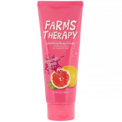 Doori Cosmetics, ファームズセラピー、スパークリングボディクリーム、グレープフルーツクリーン、200ml（6.7fl oz）