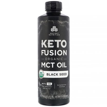 Dr. Axe / Ancient Nutrition, Keto Fusion Organic MCT Oil, Black Seed, 16 fl oz (473 ml)