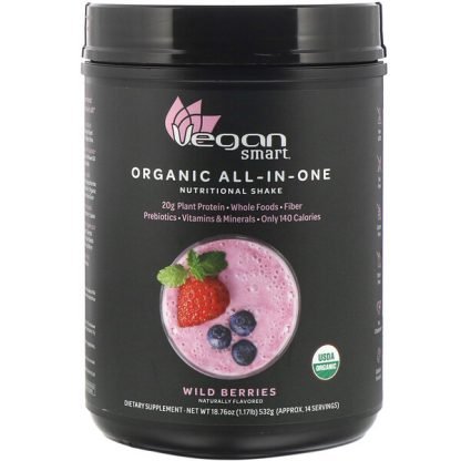 VeganSmart, オーガニック・オール・イン・ワン・栄養シェイク、ワイルドベリー、532g