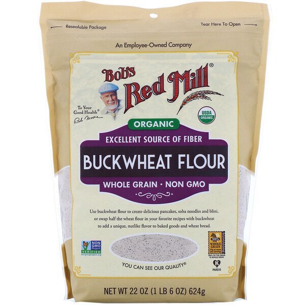 Bob's Red Mill, Organic Buckwheat Flour, Whole Grain, 22 oz (624 g)