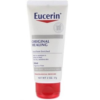 Eucerin, オリジナルヒーリング、乾燥した敏感肌用クリーム、無香料、57g（2oz）