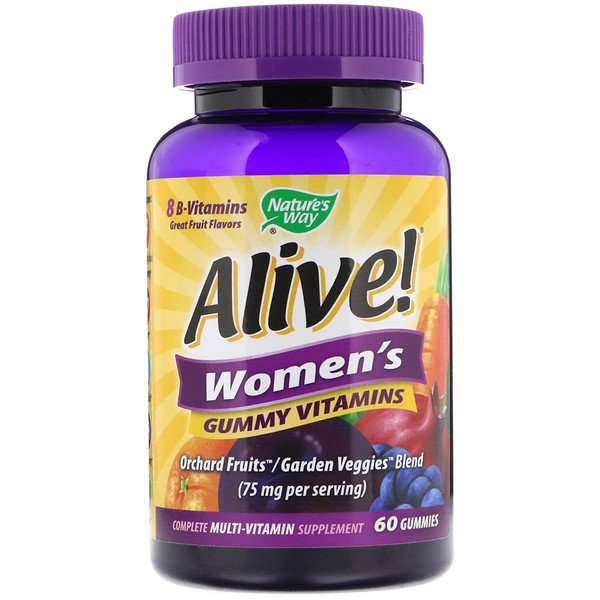 Nature's Way, Alive! 女性用グミビタミン、グレートフルーツフレーバー、60グミ