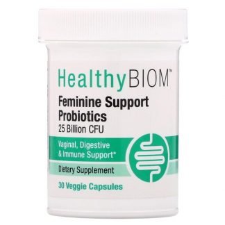 HealthyBiom, フェミニンサポートプロバイオティクス、250億CFU、植物性カプセル30粒