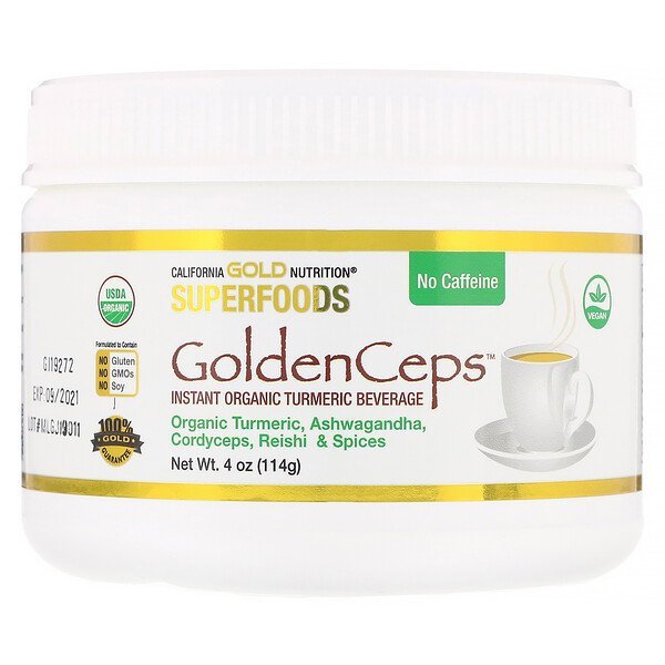 California Gold Nutrition, GoldenCeps(ゴールデンセップス)、強壮効果のオーガニックウコン、114g(4oz)
