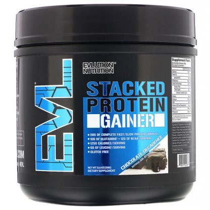 EVLution Nutrition, Stacked プロテイン・ゲイナー(Stacked Protein Gainer)、チョコレート・デカデンス、328g (Discontinued Item)