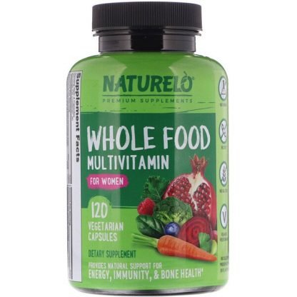 NATURELO, 女性用ホールフードマルチビタミン、植物性カプセル120粒