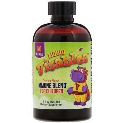 Vitables, 子ども用リキッドイミューンブレンド、アルコールフリー、オレンジ風味、120ml（4液量オンス）
