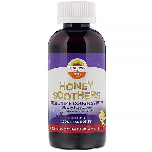 Sundown Naturals Kids, ハニースーザ―、ナイトタイムコフシロップ、バズンベリー、118 ml(4 oz)