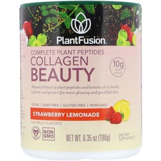 PlantFusion, コンプリートプラントペプチド、コラーゲンビューティ、ストロベリーレモネード、180g