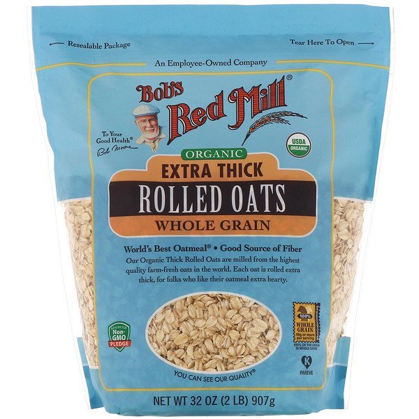 Bob's Red Mill, Organic Extra Thick Rolled Oats, Whole Grain, 32 oz (907 g)
