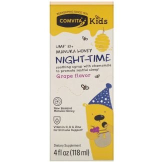 Comvita, Comvita Kids、夜用スージングシロップ、UMF 10+ マヌカハニー、グレープ味、118ml