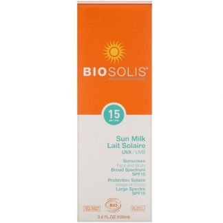 Biosolis, サンミルク、サンスクリーン、SPF 15、100 ml（3.4 fl oz）