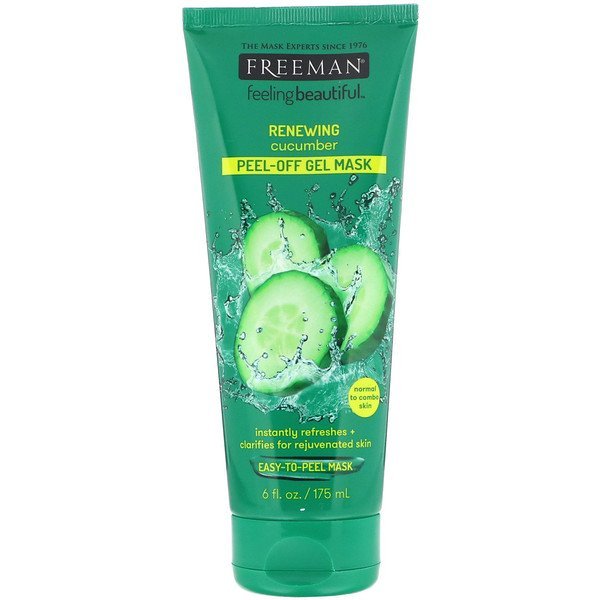 Freeman Beauty, フィーリングビューティフル、リニューイング・ピーリングオフ・ジェルマスク、きゅうり、6 fl oz (175 ml)