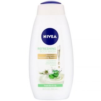Nivea, リフレッシングボディーウォッシュ、フレッシュアロエ＆リリー、591ml（20fl oz）