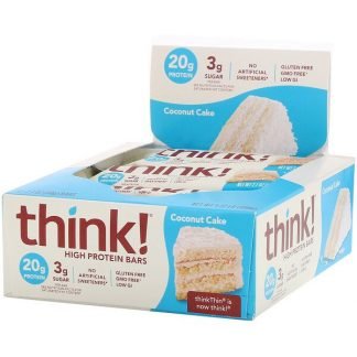 ThinkThin, ハイプロテインバー、ココナッツケーキ、10本、各60g（2.1oz）