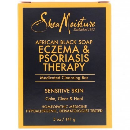 SheaMoisture, アフリカンブラックソープ、湿疹＆乾癬（かんせん）セラピー、薬用クレンジングバー、141g（5oz）