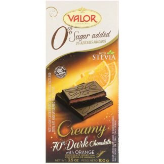 Valor, 0% Sugar Added, Creamy 70% Dark Chocolate, with Orange, 3.5 oz (100 g)