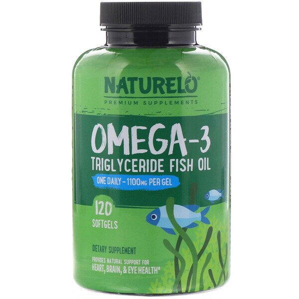 NATURELO, オメガ3トリグリセリドフィッシュオイル、1,100mg、ソフトジェル120粒