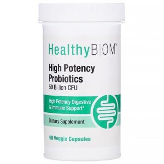 HealthyBiom, High Potency Probiotics, 50 Billion CFUs, 90 Veggie Capsules
