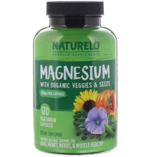 NATURELO, オーガニックベジタブル＆オーガニックシーズで摂るマグネシウム、200mg、植物性カプセル120粒