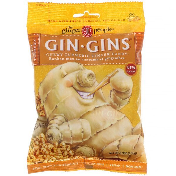 The Ginger People, Gin Gins, Ginger Candy, Spicy Turmeric, 5.3 oz (150 g)