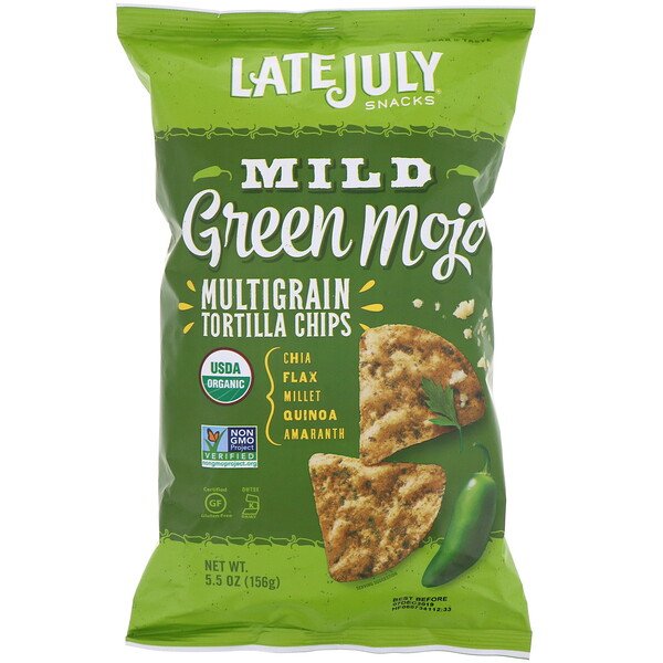 Late July, マルチグレイントルティーヤチップス、Mild Green Mojo(マイルドグリーンモジョ)、156g(5.5オンス)