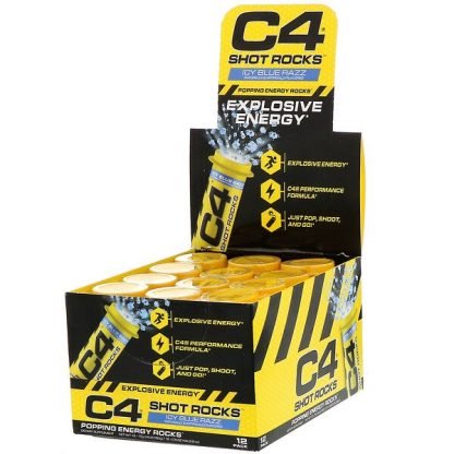 Cellucor, C4 Shot Rocks、アイシーブルーラズ、バイアル瓶12本、各15ml