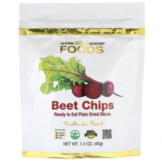 California Gold Nutrition, ビートチップス、そのまま食べれるプレーンドライスライス、40g