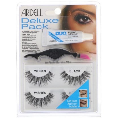 Ardell, デラックスパック、アプリケーターと付けまつ毛粘着剤付属Wispies付けまつ毛、1セット