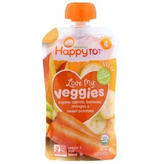 Happy Family Organics, オーガニックス・ハッピー・トット、おいしい野菜、オーガニック人参、バナナ、マンゴー＆スイートポテト、120g