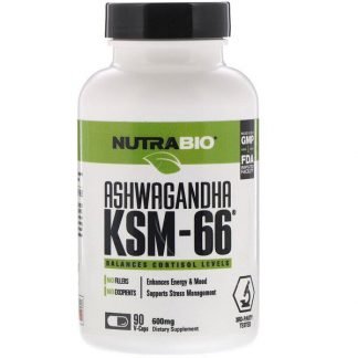 NutraBio Labs, アシュワガンダKSM-66、600 mg、植物性カプセル90粒