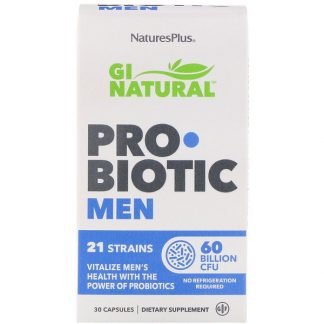 Nature's Plus, 男性用GIナチュラルプロバイオティクス、600億CFU、カプセル30粒