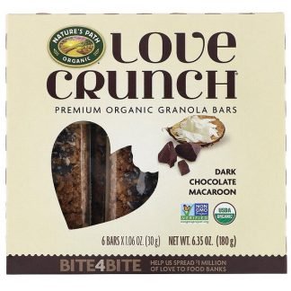 Nature's Path, ラブクランチ、プレミアムオーガニックグラノーラバー、ダークチョコレートマカロン、6本、各30 g（1.06 oz）