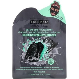 Freeman Beauty, フィーリングビューティフル、解毒シートマスク、チャコール + シーソルト、1枚