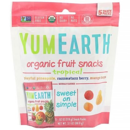 YumEarth, オーガニックフルーツスナック、トロピカル、5パック、各17.6g