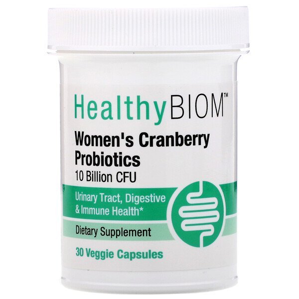 HealthyBiom, Women's Cranberry Probiotic, 10 Billion CFUs, 30 Veggie Capsules
