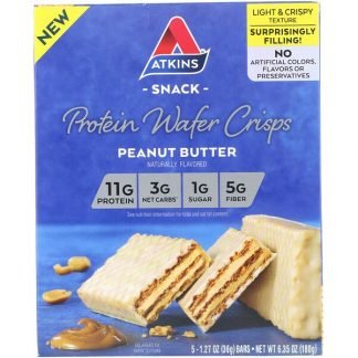 Atkins, プロテインウェイハークリスプ、ピーナッツバター、5本入り、各36g